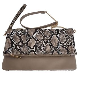 Kaari Blue Snakeskin Tan Convertible Clutch